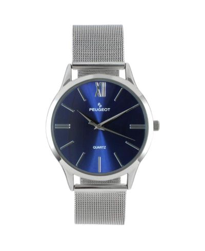 Peugeot Men's 40mm Blue Dial Slim Case Stainless Steel Mesh Watch