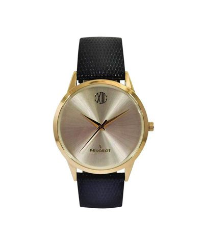 Мужские часы Peugeot 40mm Wafer Slim, круглый корпус с золотым напылением, шампань