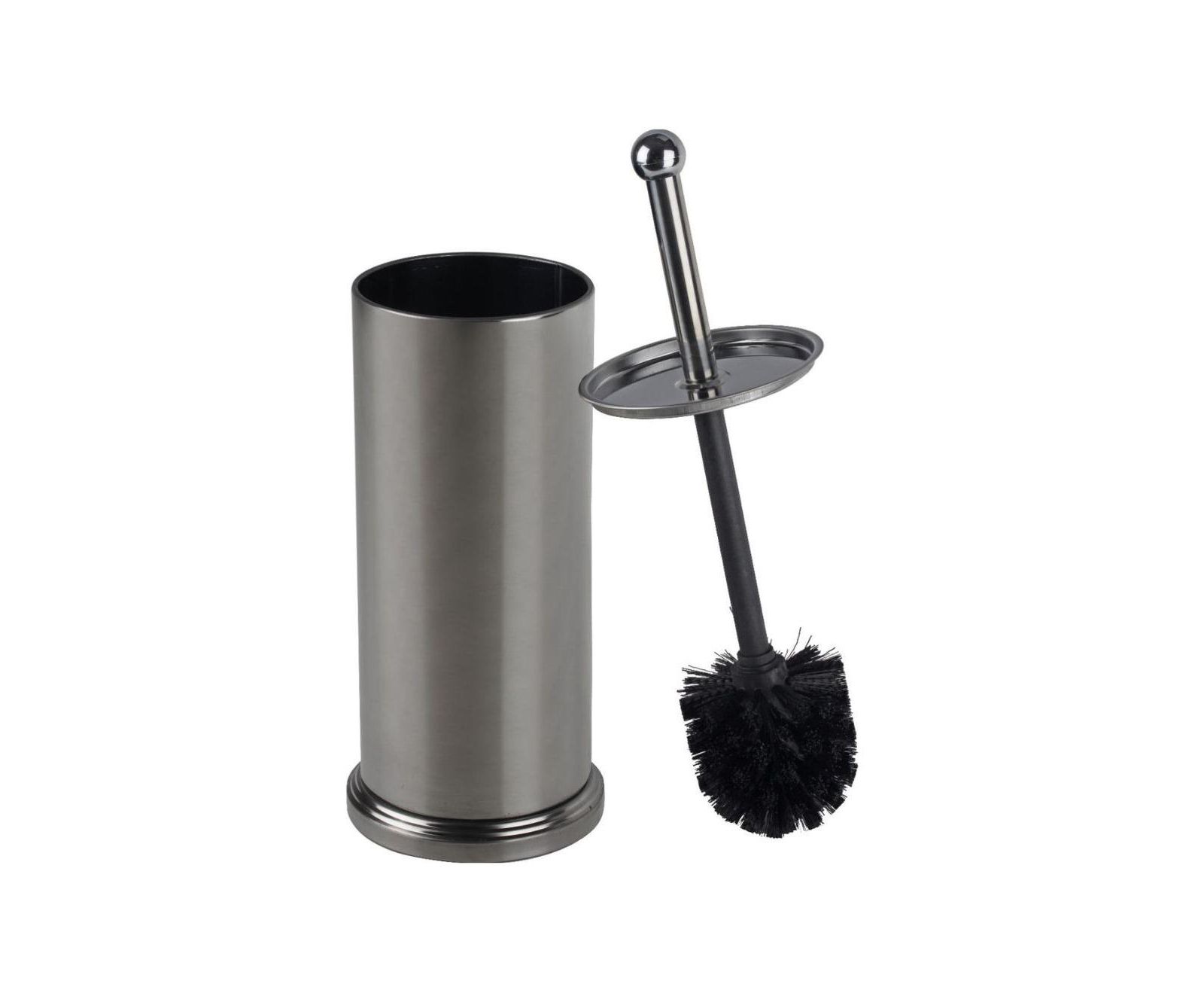 Toilet Bowl Brush and Holder - Chrome Bathroom Accessories Covered Toilet Brush Compact, Space Saving, Deep Cleaning Brush for Tall Toilet Bowl, Great Toilet Bowl Scrubber Cleaner