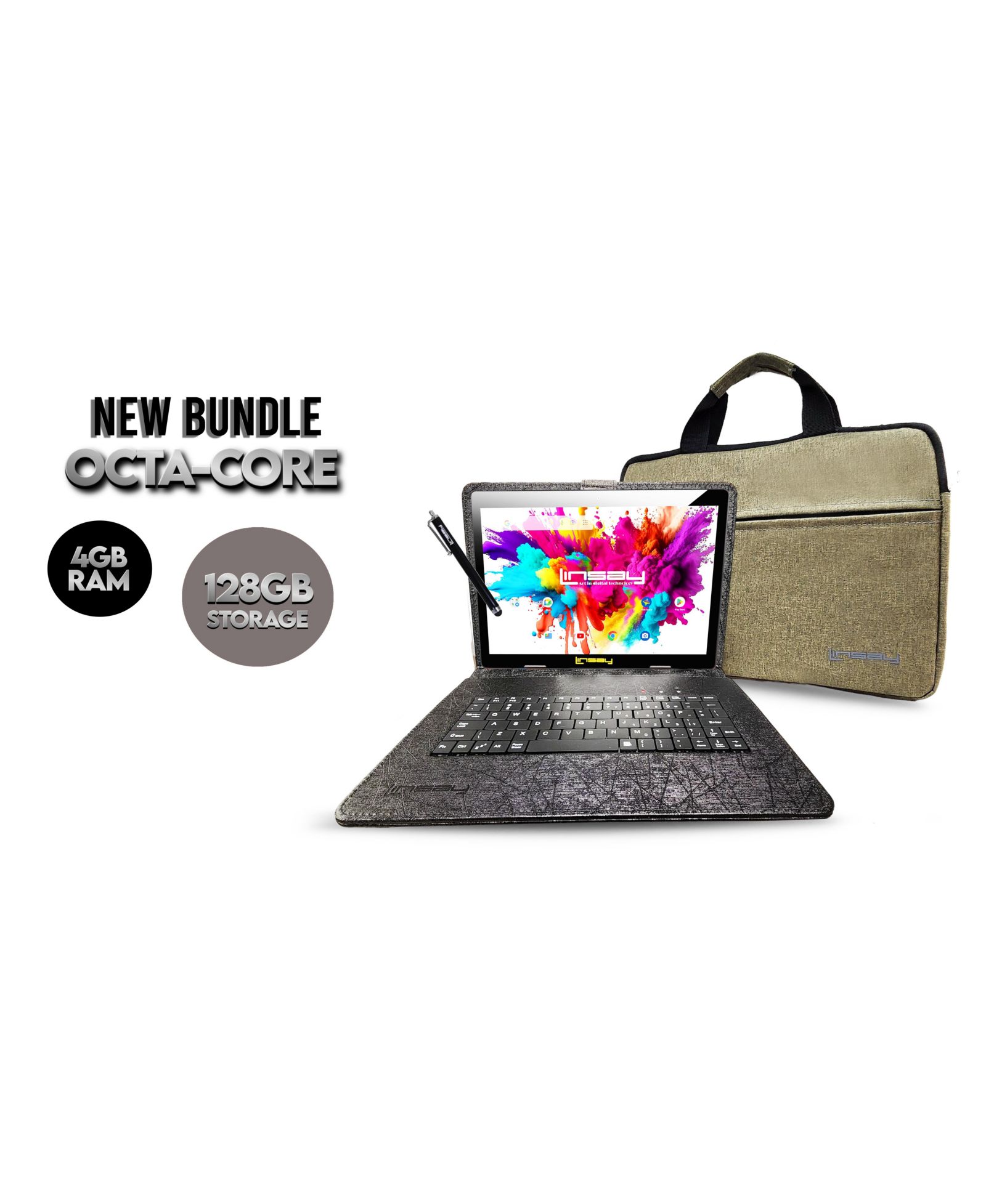 Планшет LINSAY 10.1" Octa Core 128GB Android 15 Premium Bundle