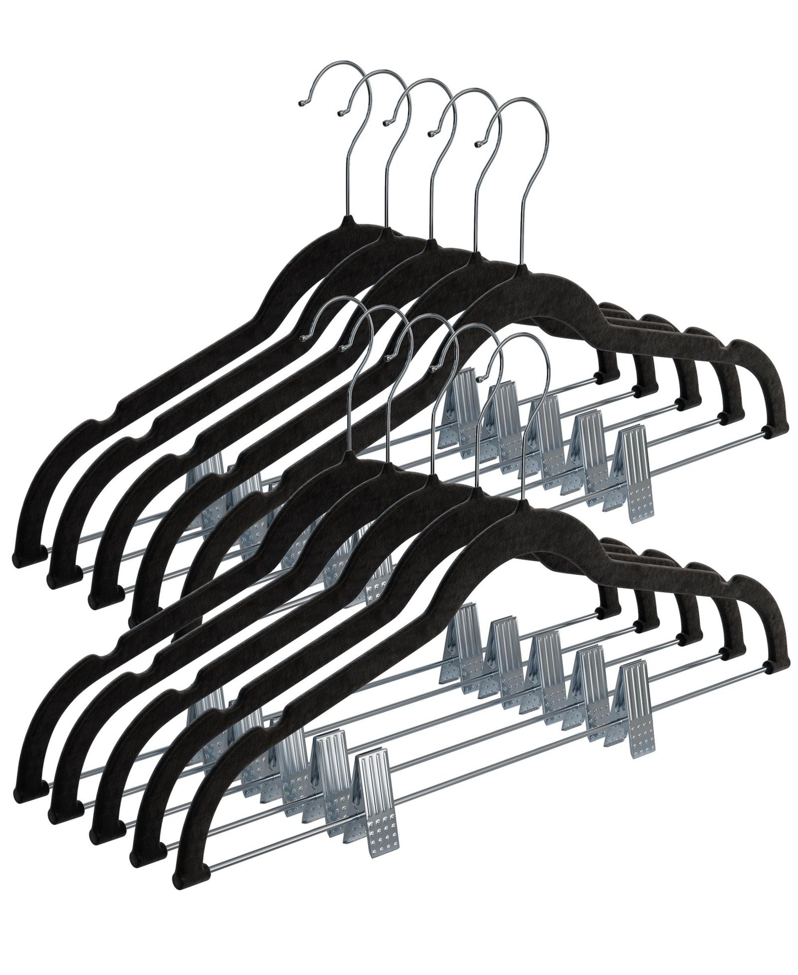 Вешалки для одежды HomeIT 10 Pack Black Velvet with Clips