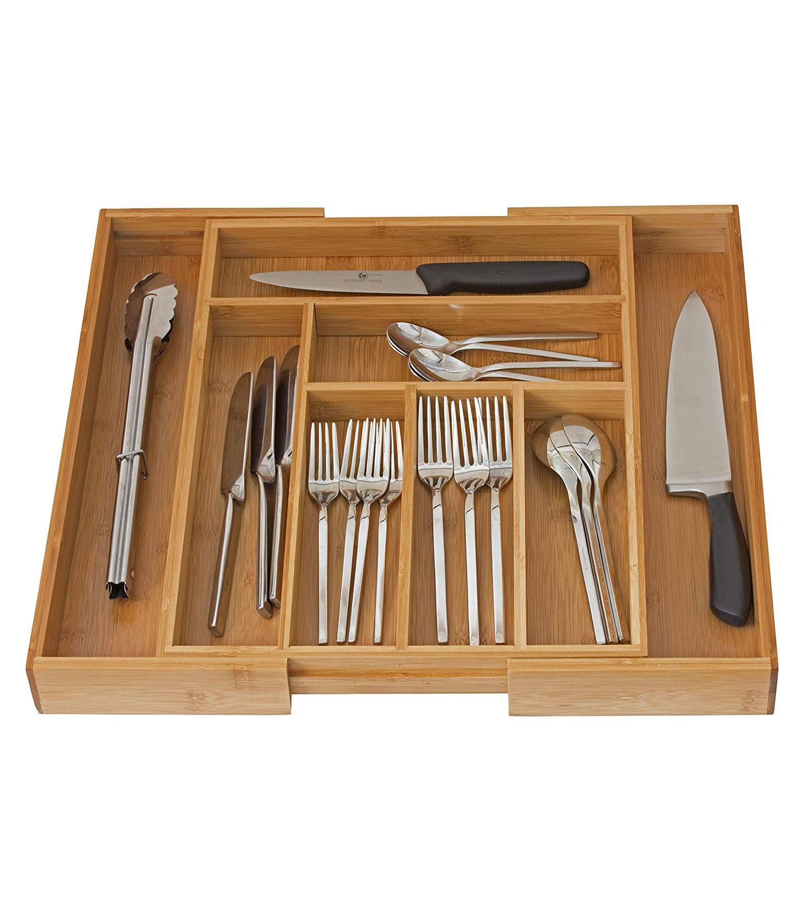 Bamboo Expandable Cutlery Drawer Organizer