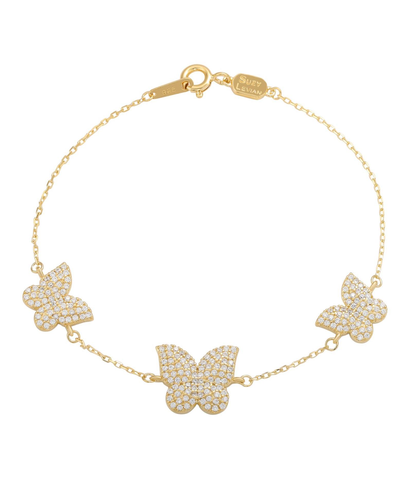 Браслет Suzy Levian Sterling Silver Cubic Zirconia Puffed Butterfly Station