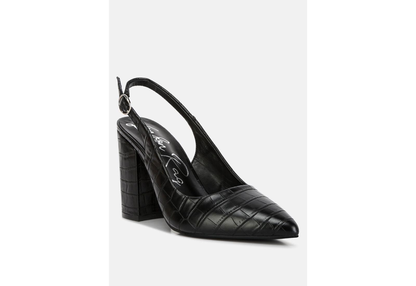 London Rag Women's Macha Croctexture Sling Back Heels