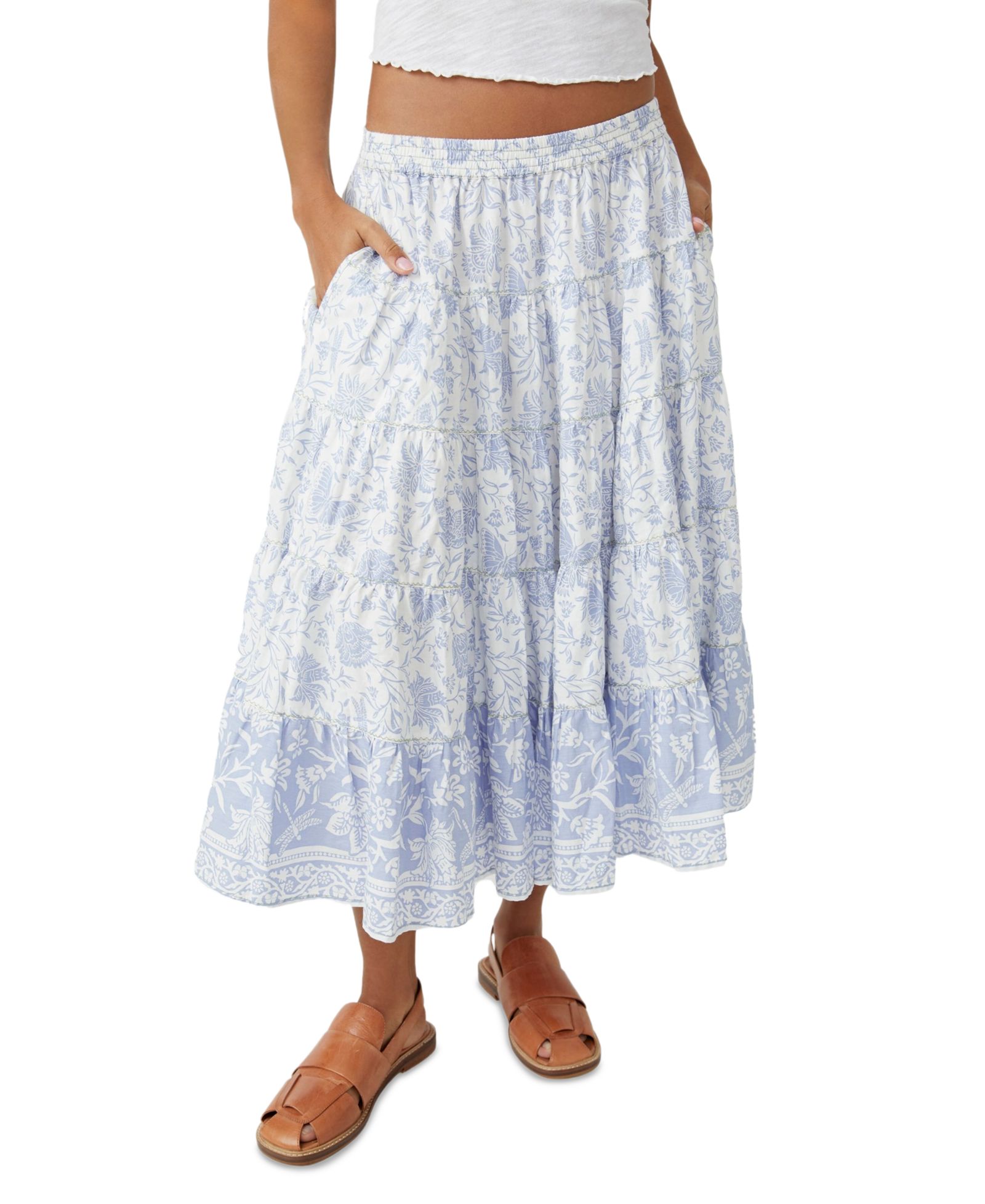 Женская миди-юбка Free People Full Swing Printed Tiered