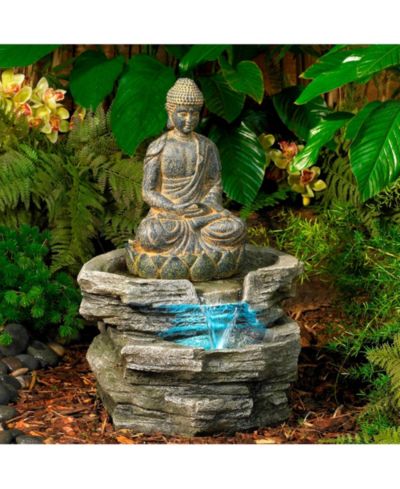 Декоративный фонтан John Timberland Sitting Buddha 21" High с LED водопадом