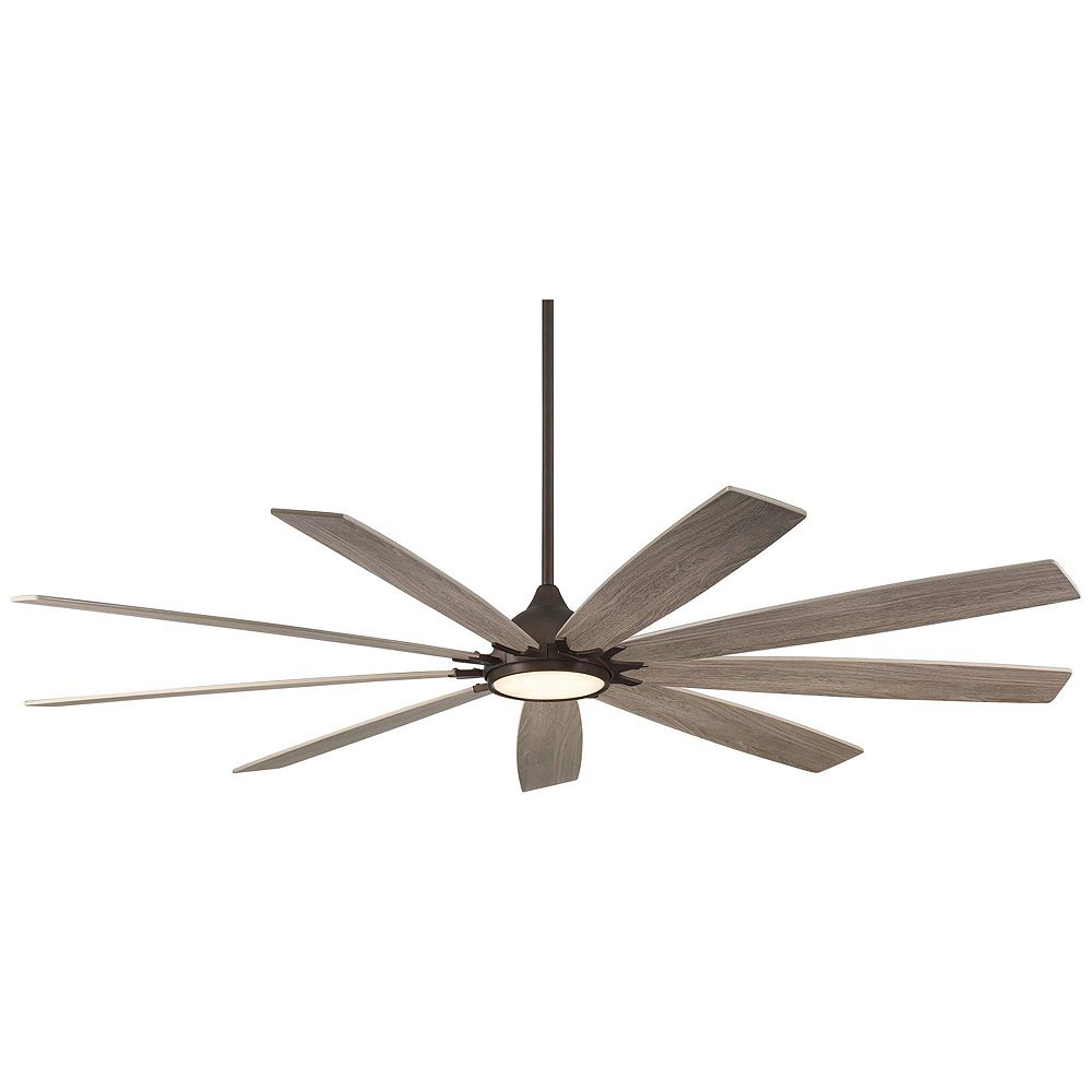 Casa Vieja Промышленный потолочный вентилятор LED для дома и улицы, Oil Rubbed Bronze Gray Oak