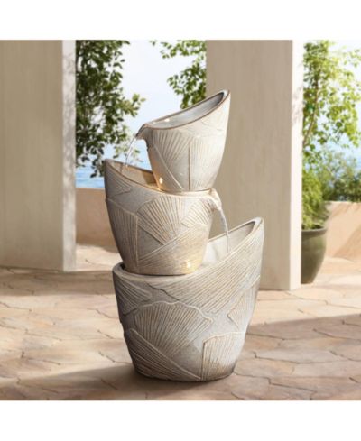 Декоративный уличный фонтан John Timberland Three Urn 30" High Coastal Modern Faux Stone с LED
