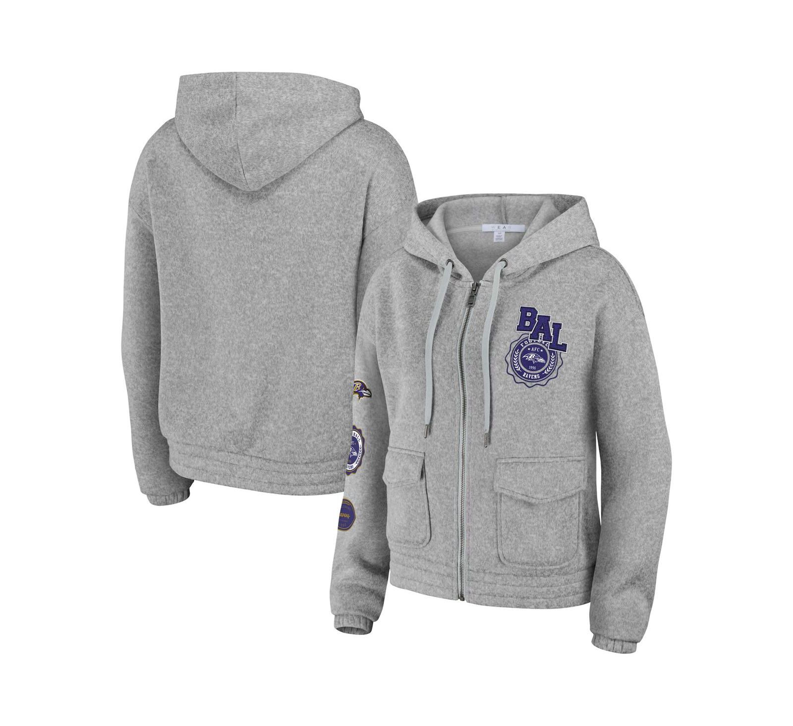 Женское худи WEAR by Erin Andrews Heather Gray Baltimore Ravens Full-Zip