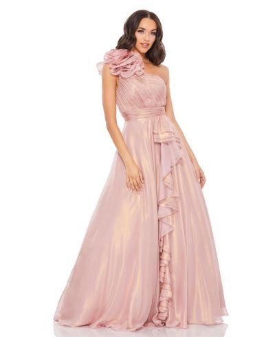 Женское вечернее платье Mac Duggal Iridescent One Shoulder Rosette Ball Gown