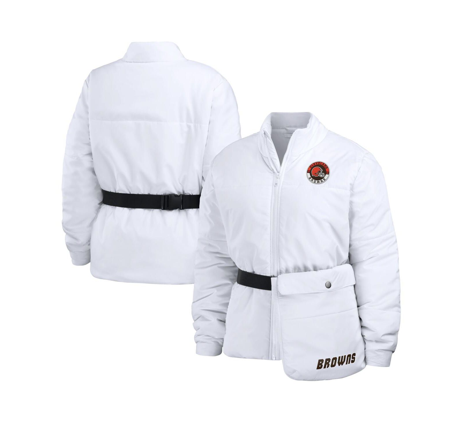 Женская куртка WEAR by Erin Andrews White Cleveland Browns Packaway Full-Zip Puffer