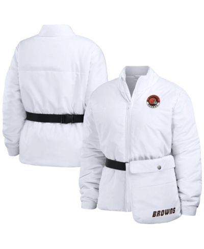 Женская куртка WEAR by Erin Andrews White Cleveland Browns Packaway Full-Zip Puffer