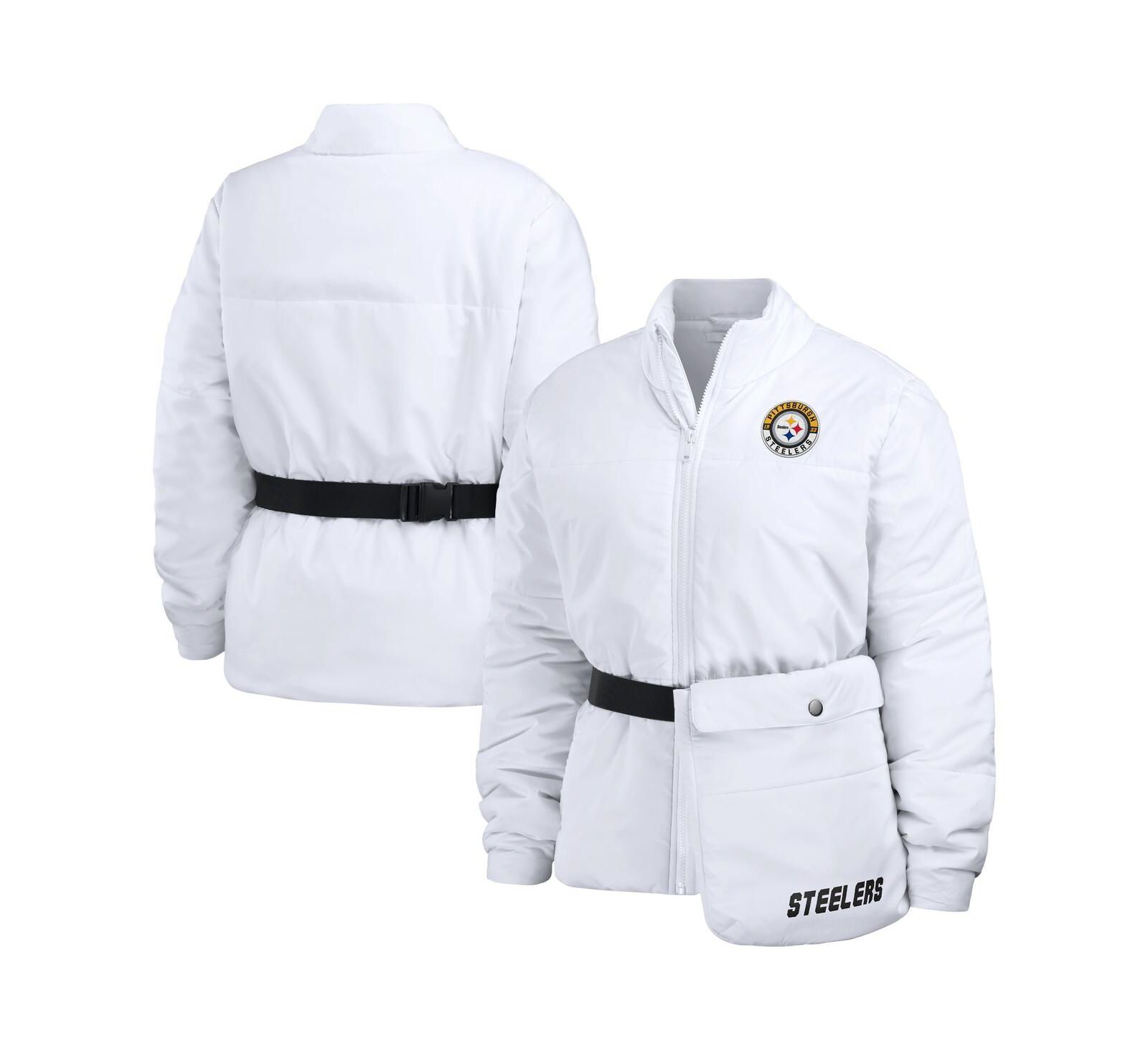 Женская куртка WEAR by Erin Andrews Pittsburgh Steelers Puffer с полной молнией, белая
