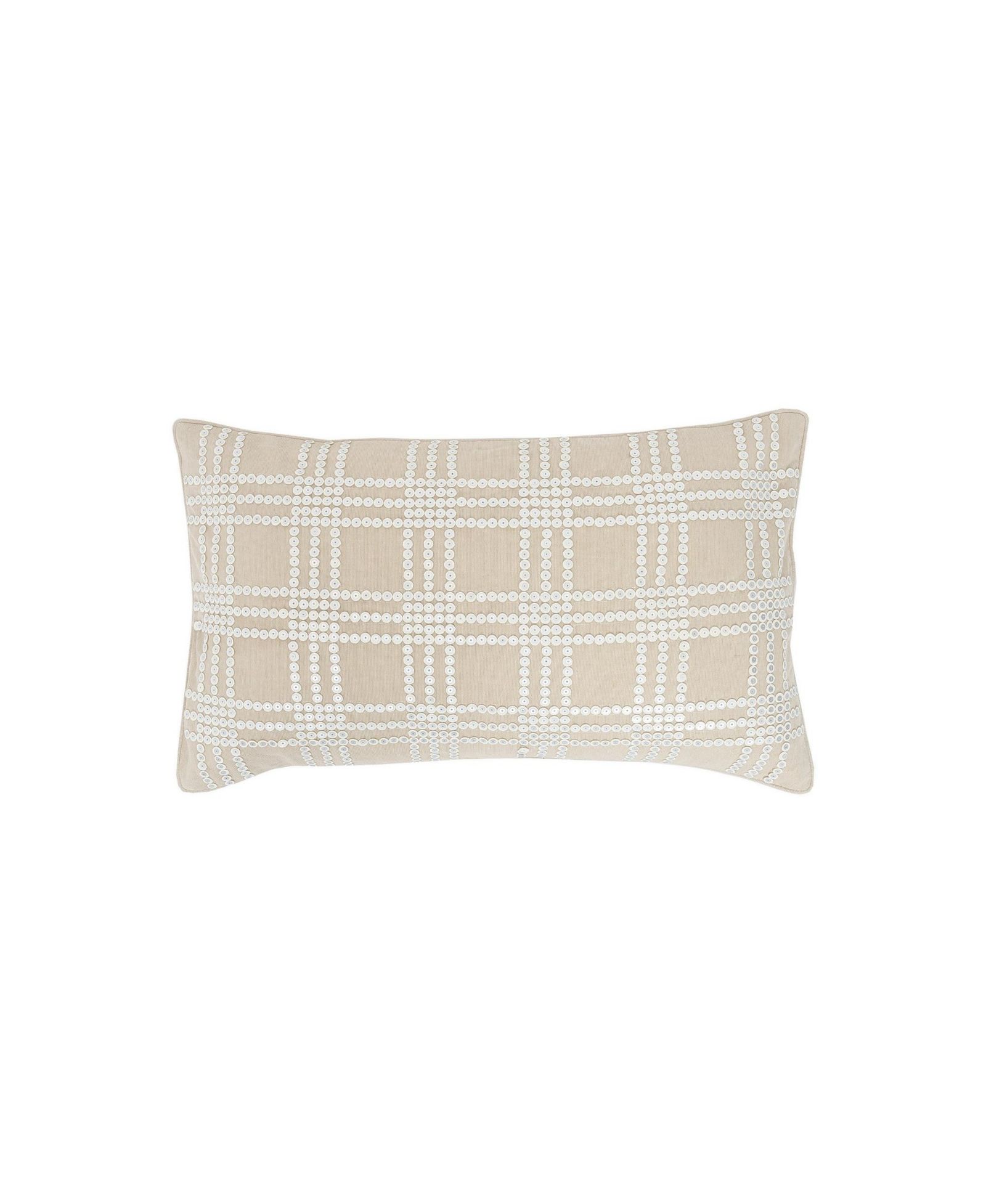 Sequins Grid 100% Cotton Chambray Base Accent Pillow 14" x 22"