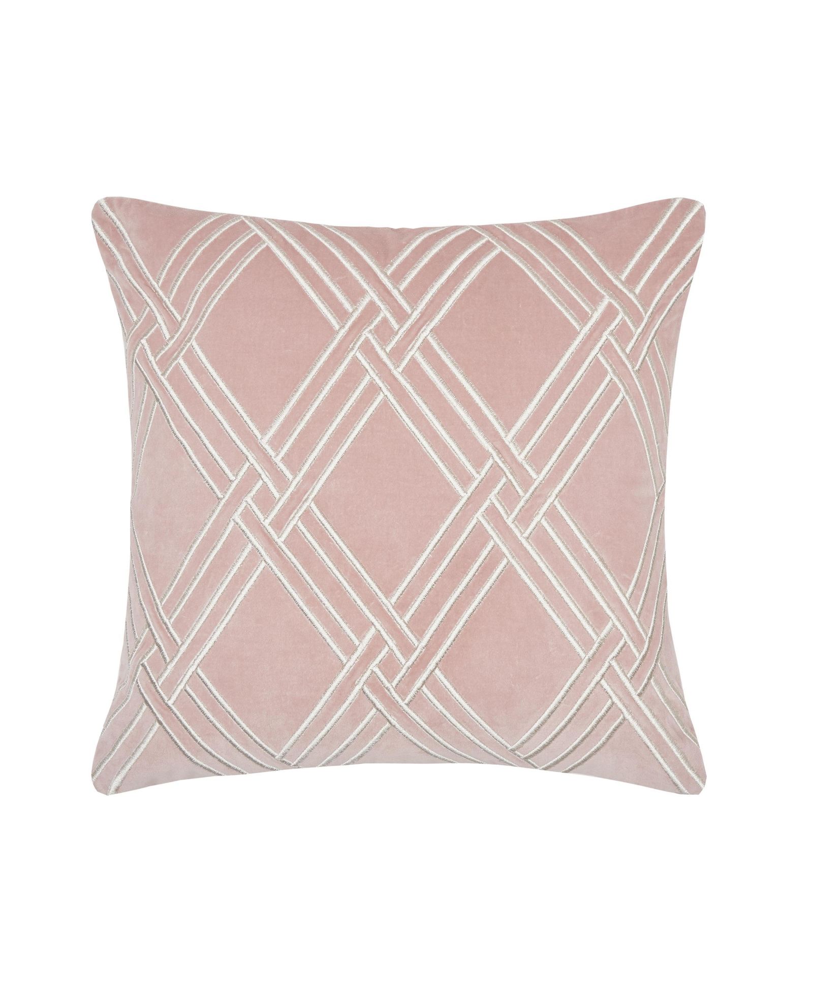 Mavis Rosewood Embroidered Velvet Diamond Accent Throw Pillow, 20" x 20"