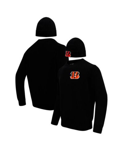 Pro Standard Мужской подарочный набор: черный джемпер с круглым вырезом Cincinnati Bengals и вязаная шапка
