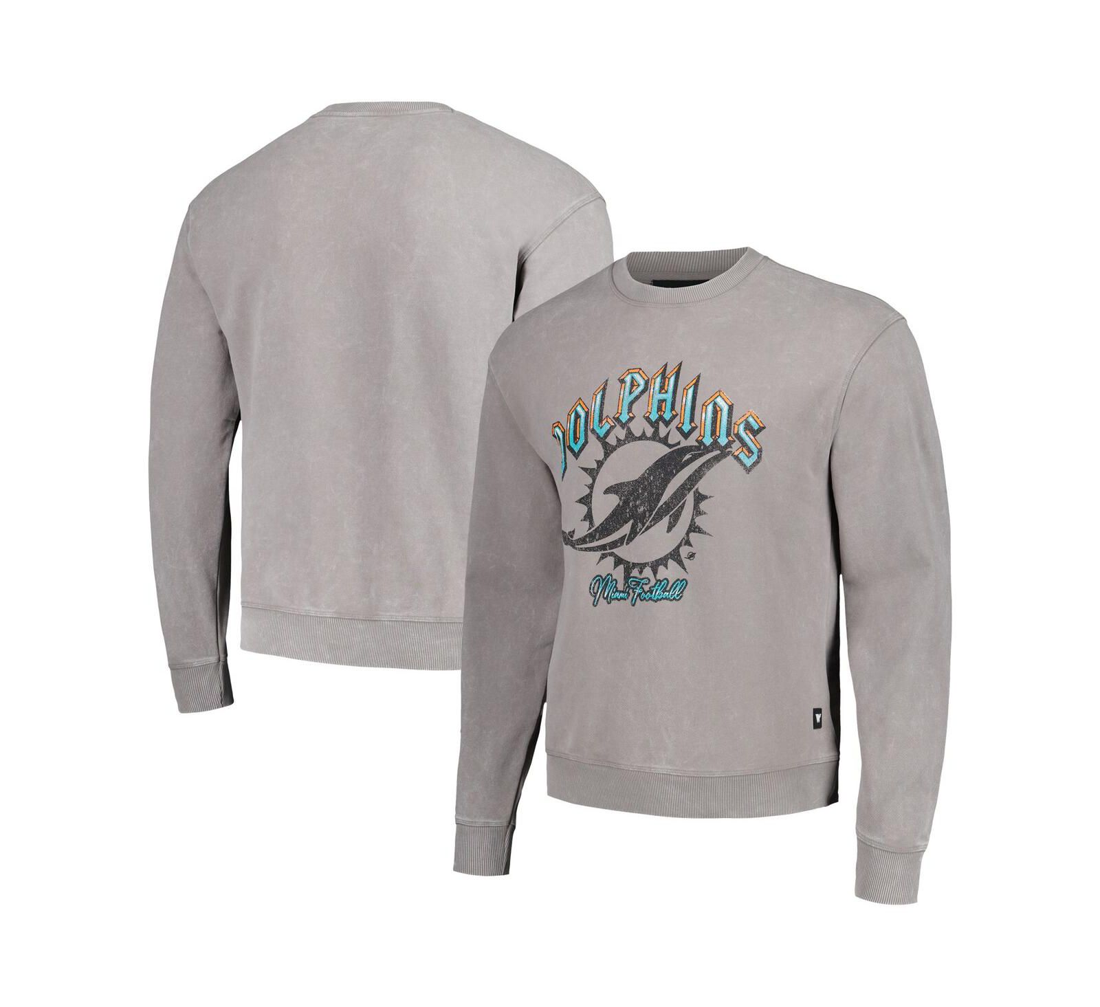 Мужской и женский серый свитшот с принтом Miami Dolphins The Wild Collective