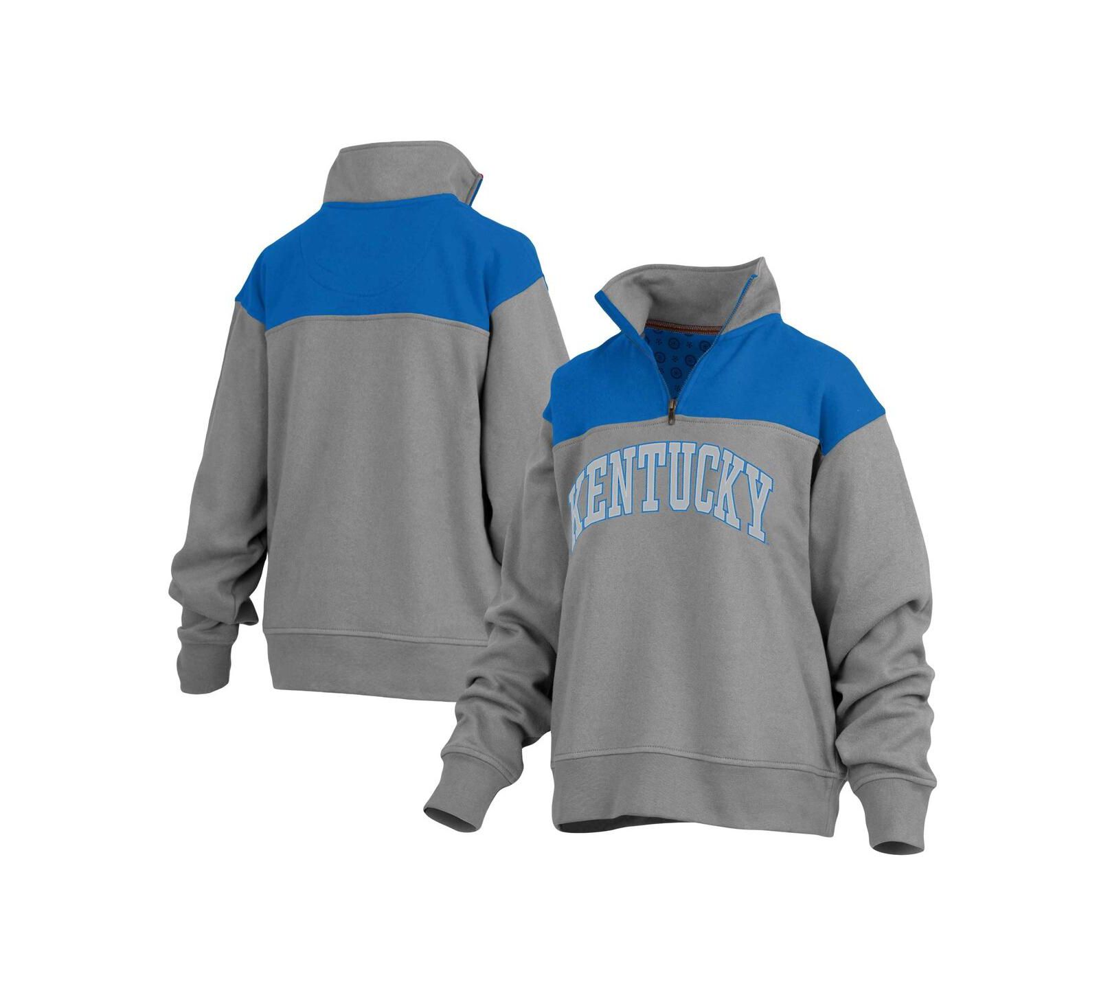 Женская Pressbox Gray Kentucky Wildcats Avon Fleece Quarter-Zip куртка