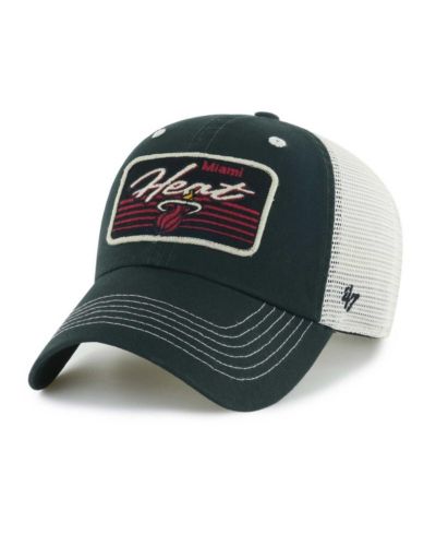 Men's '47 Brand Black Miami Heat Five Point Patch Clean Up Adjustable Hat