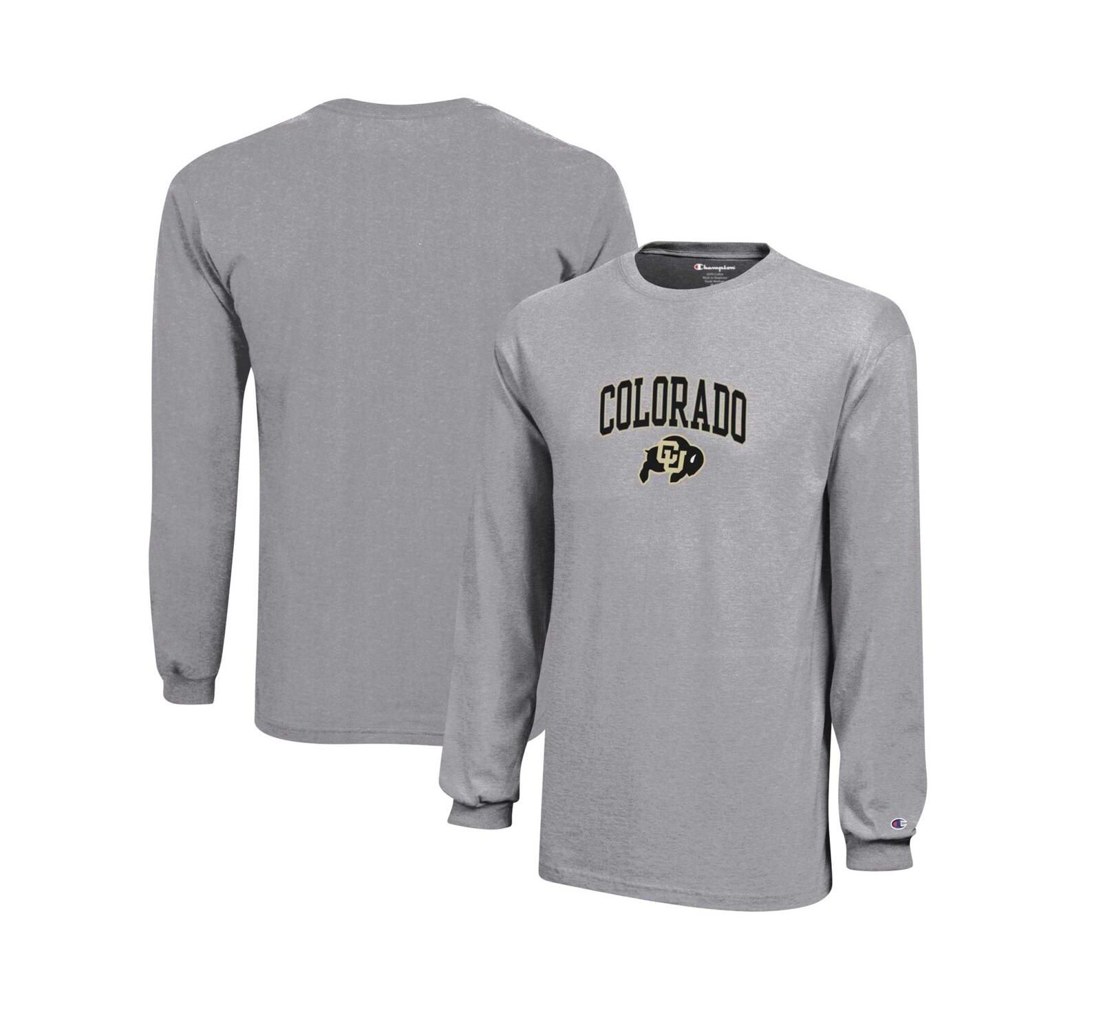 Big Boys Champion Gray Colorado Buffaloes Arch Over Logo Long Sleeve Jersey T-shirt
