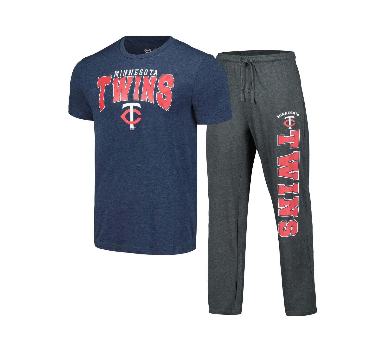 Мужской комплект для сна Concepts Sport Charcoal, Navy Minnesota Twins Meter T-shirt и брюки