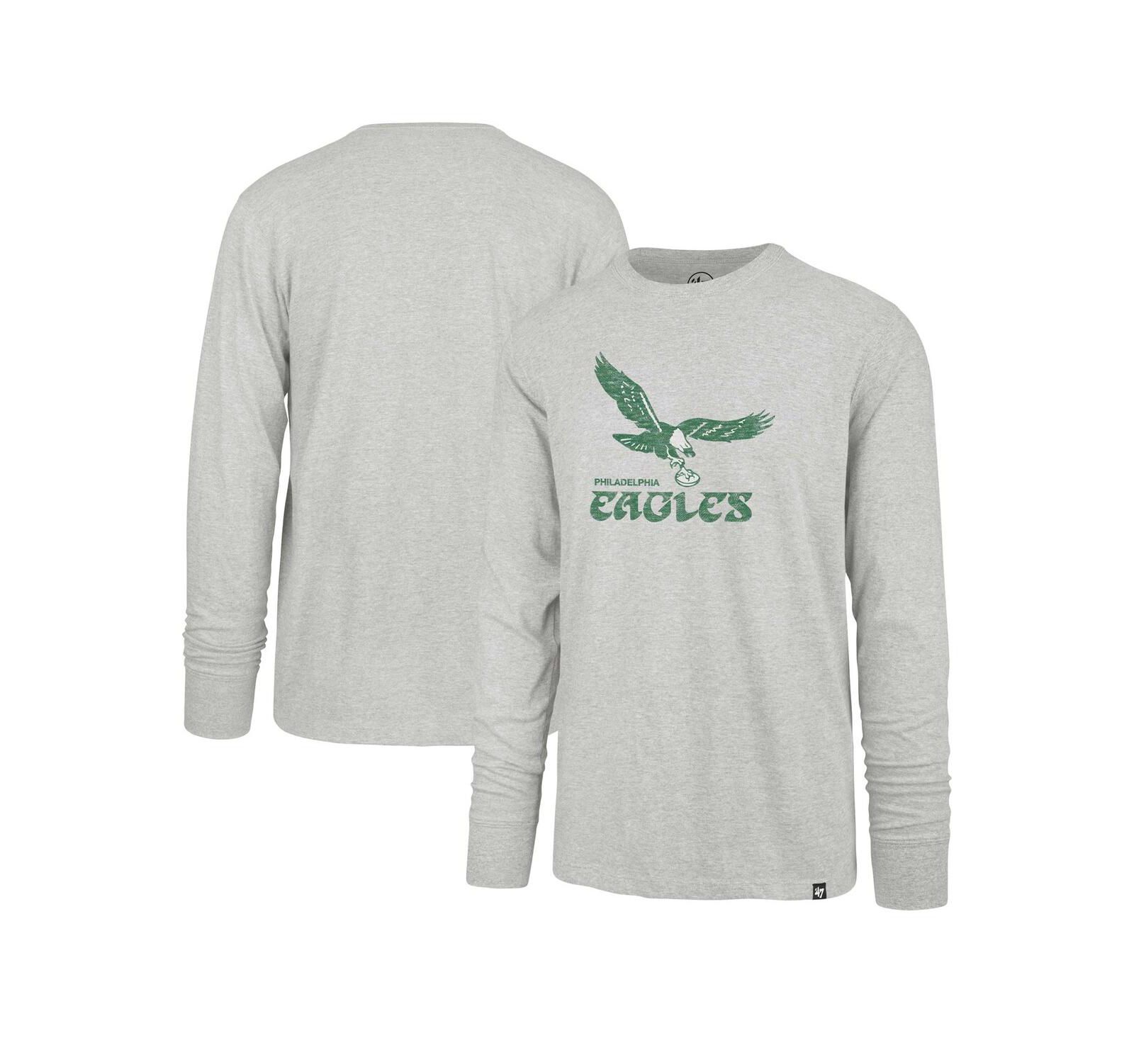 Men's '47 Brand Gray Distressed Philadelphia Eagles Premier Franklin Long Sleeve T-shirt