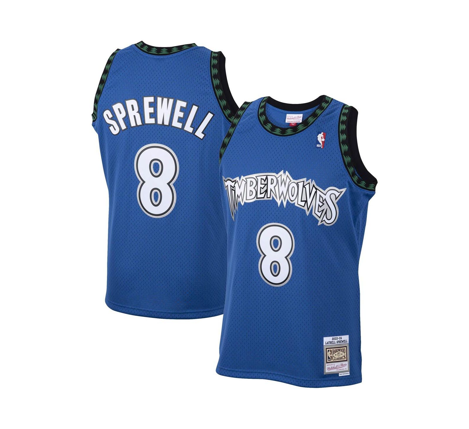 Men's Mitchell & Ness Latrell Sprewell Blue Minnesota Timberwolves 2001/02 Hardwood Classics Swingman Jersey
