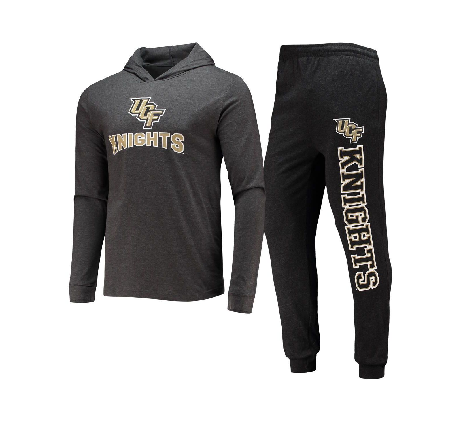Men's Concepts Sport Black, Heather Charcoal UCF Knights Meter Long Sleeve Hoodie T-shirt and Jogger Pajama Set