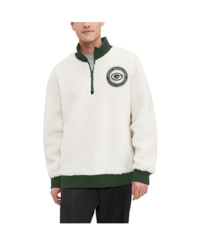 Tommy Hilfiger Мужская толстовка Jordan Sherpa Quarter-Zip, Green Bay Packers, кремовая
