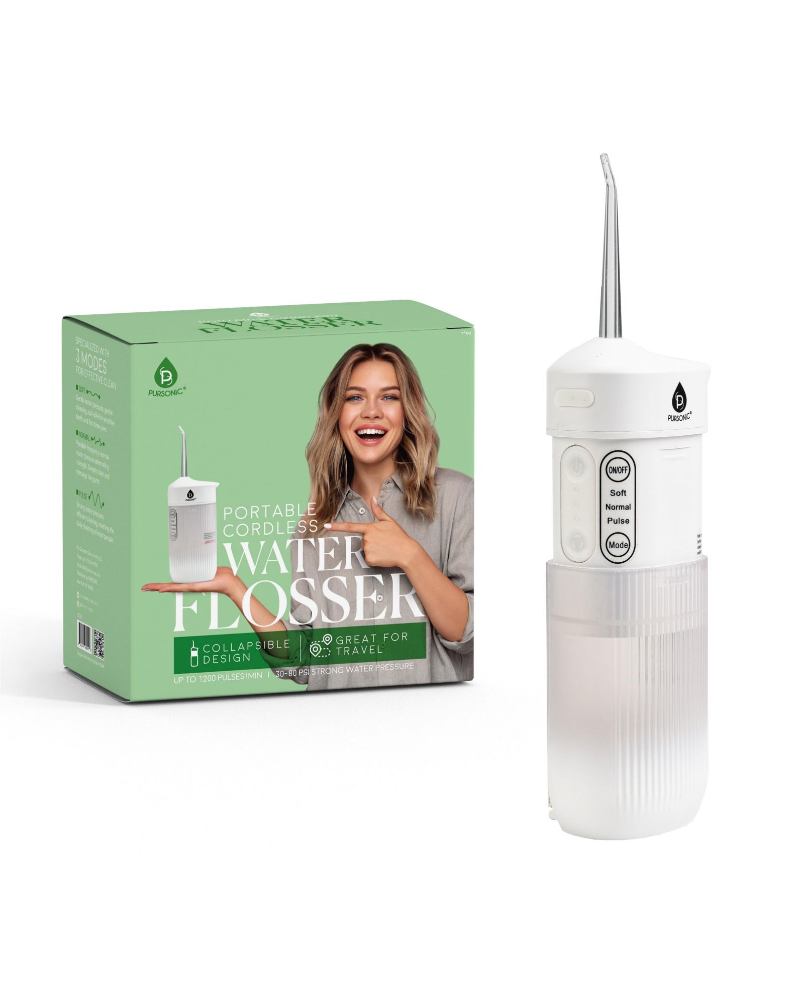 Pursonic Portable USB Rechargeable  Collapsible Water Flosser