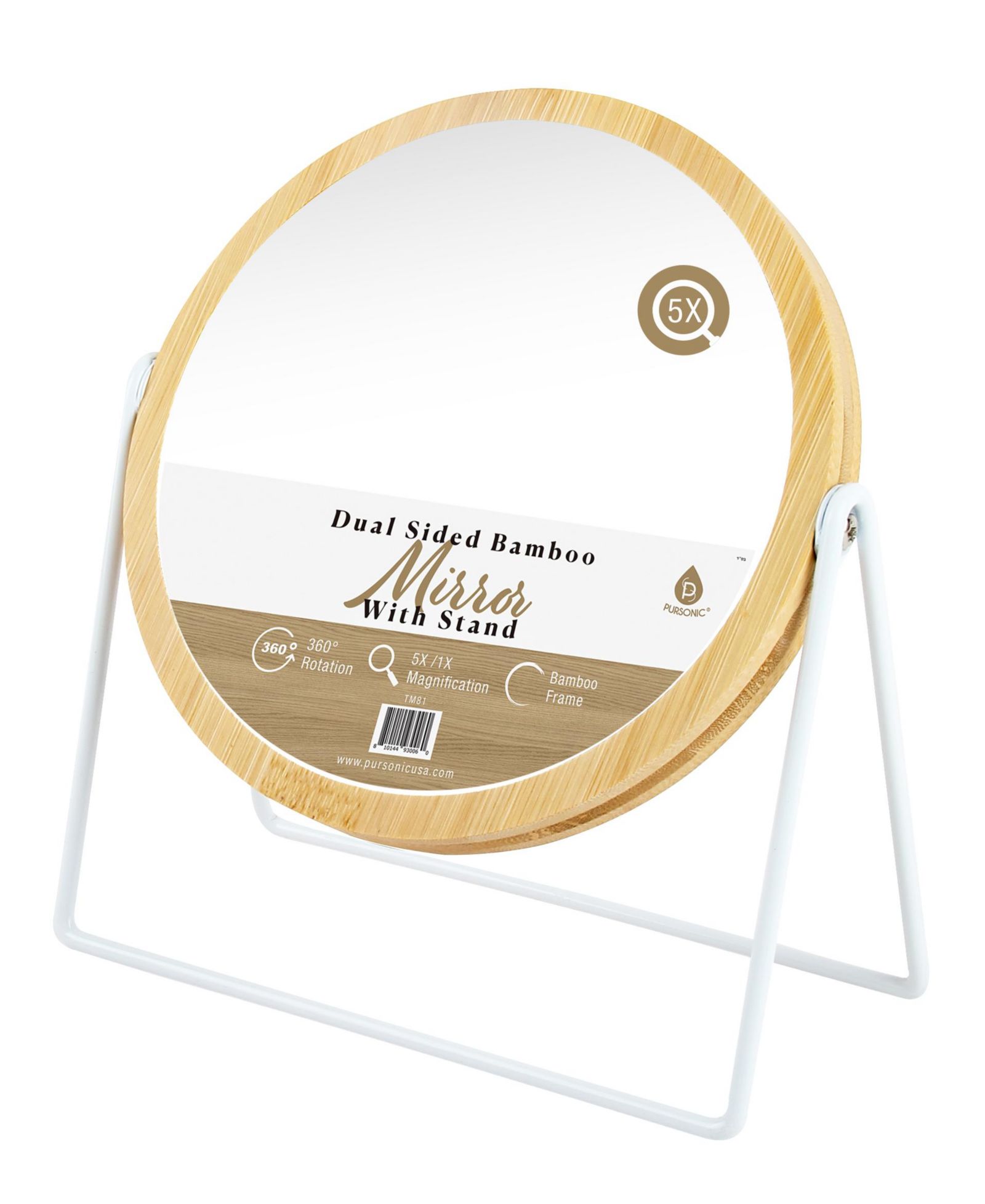 Pursonic Dual-Sided Mirror with Seamless 360° Rotation