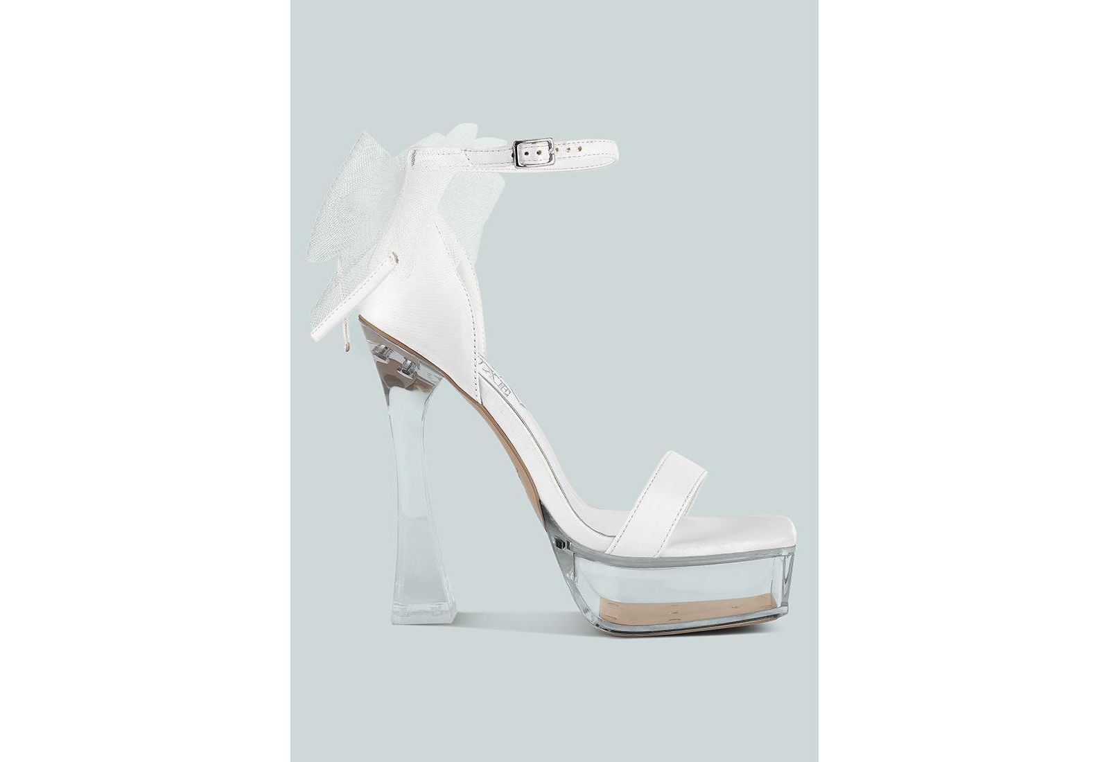 London Rag Women's Kiri Satin Clear High Heeled Bow Sandals