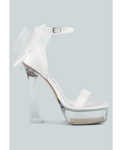 London Rag Women's Kiri Satin Clear High Heeled Bow Sandals