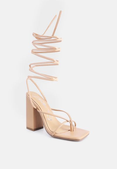 London Rag Womens Pole Dance Lace Up Block Heel Sandals