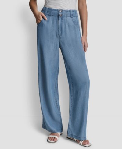 DKNY Women's Chambray Wide-Leg Pants