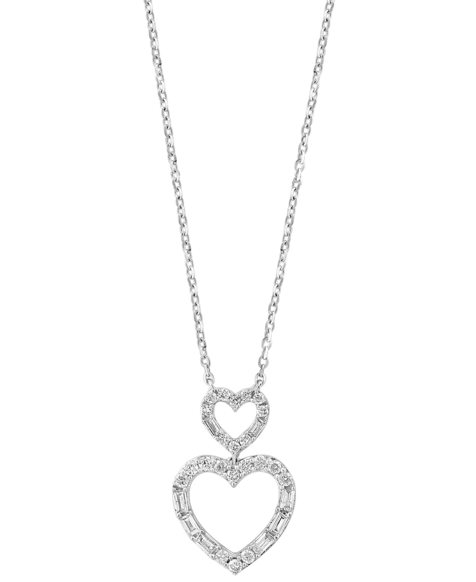 EFFY® Подвеска Double Heart Diamond Round & Baguette 14k White Gold