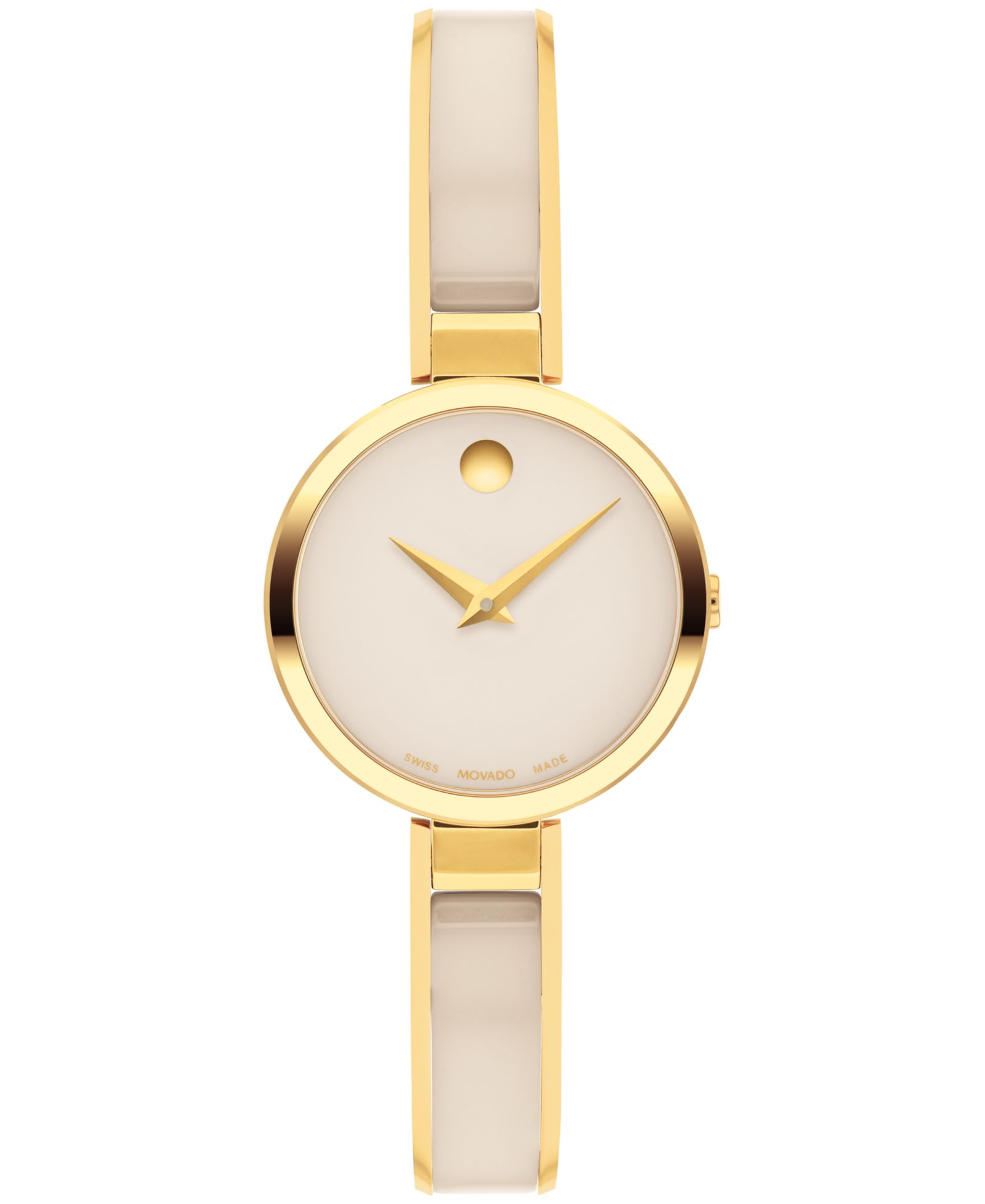 Movado Женские часы Moda Swiss Quartz Taupe Ceramic Gold-Tone Yellow PVD 24mm