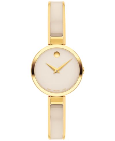 Movado Женские часы Moda Swiss Quartz Taupe Ceramic Gold-Tone Yellow PVD 24mm