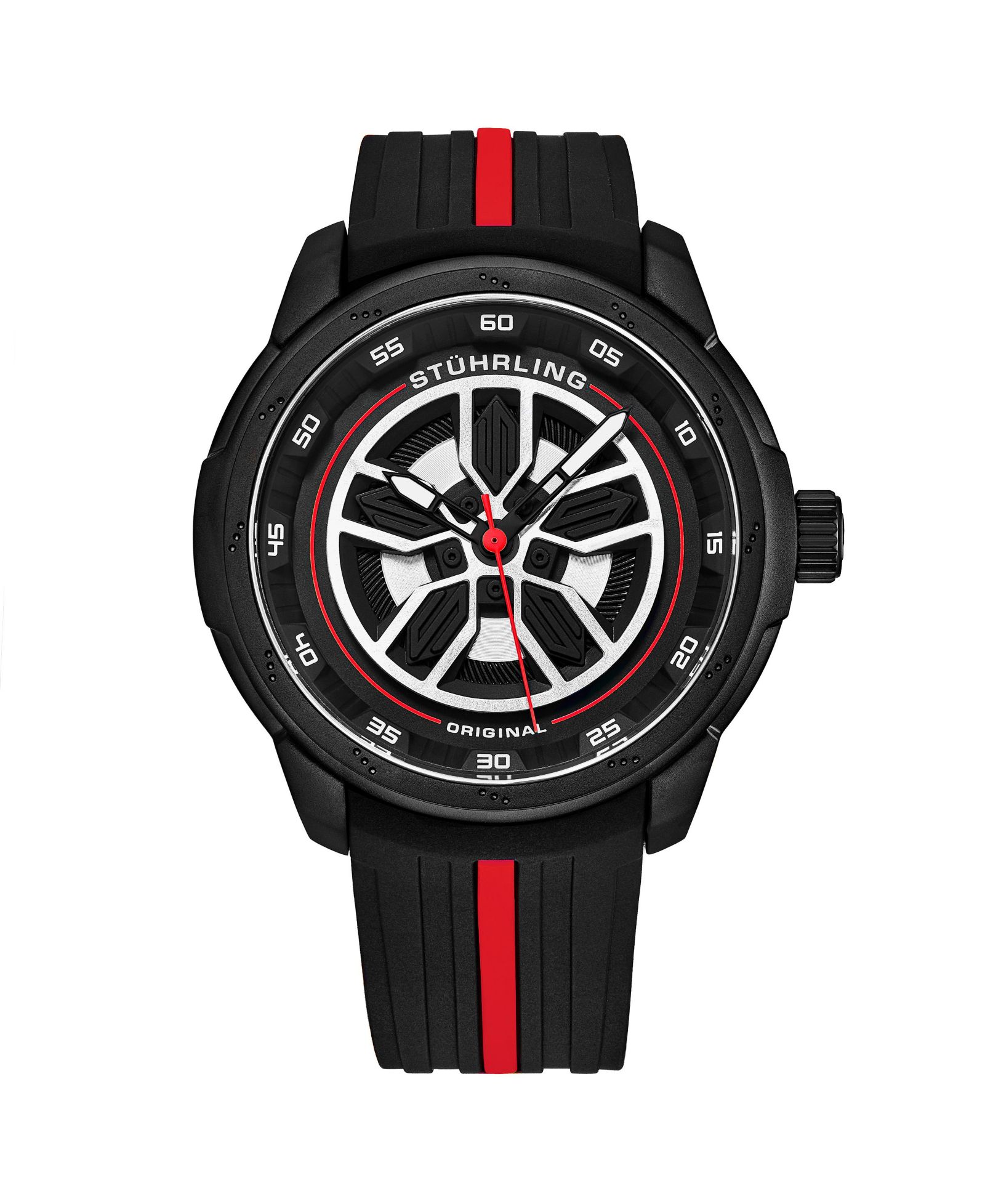 Men's 984 Quartz 44mm Aviator Multi Layered Dial Silicone Strap Men's Watch