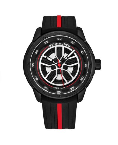 Men's 984 Quartz 44mm Aviator Multi Layered Dial Silicone Strap Men's Watch