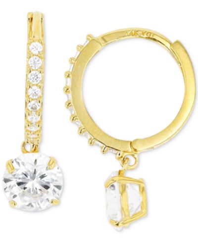 Серьги-кольца с цирконием в позолоченном серебре 14K