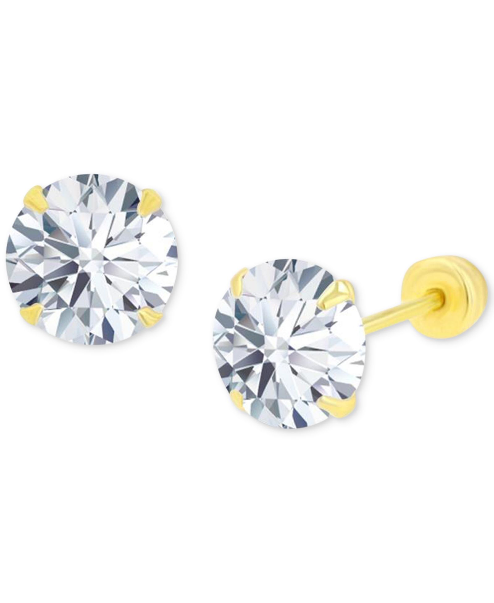 Серьги-гвоздики Cubic Zirconia Solitaire Screw Back в 14k Gold