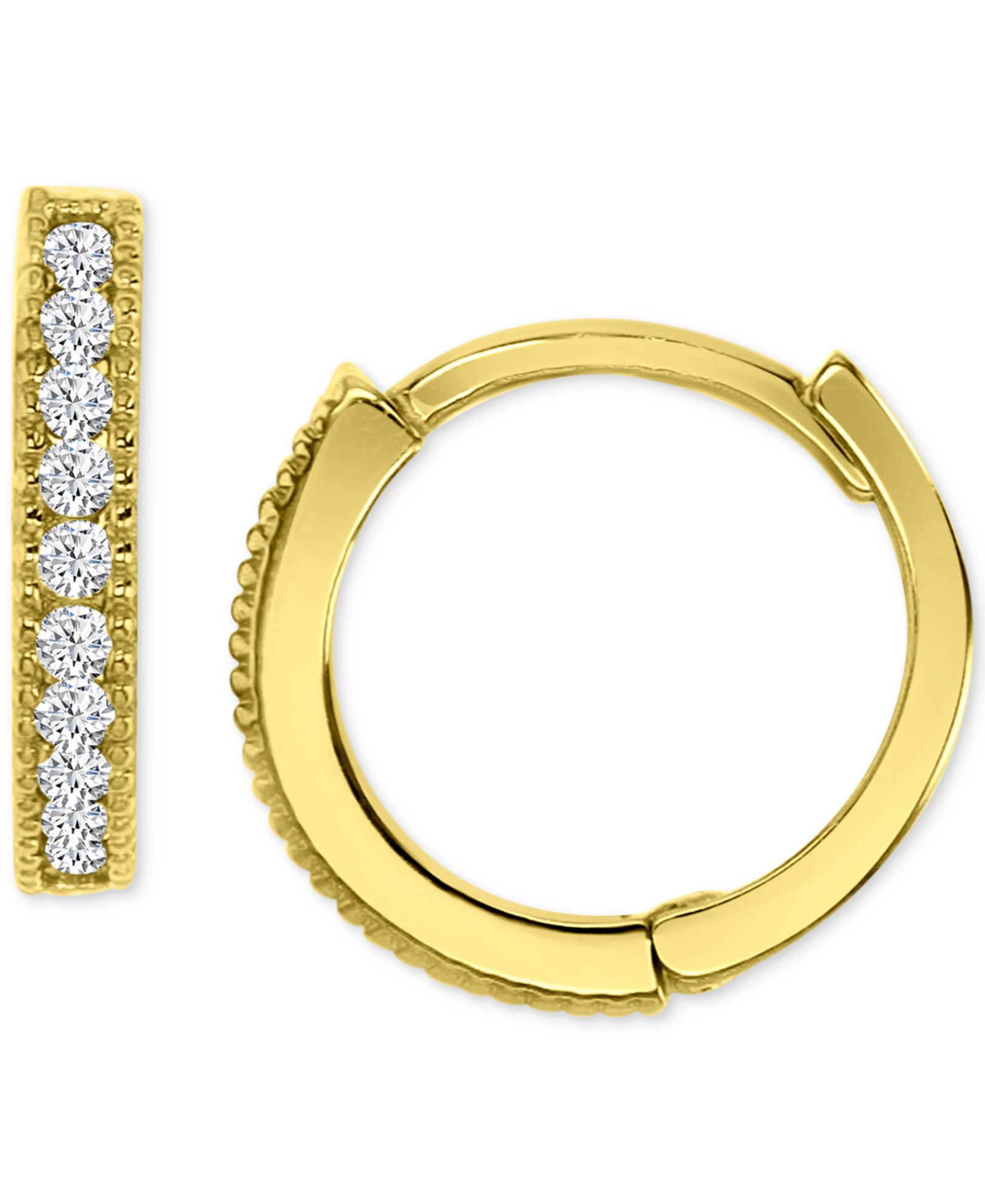 Macy's Серьги-кольца Extra Small из золота 14k с кубическим цирконием, 0.43"