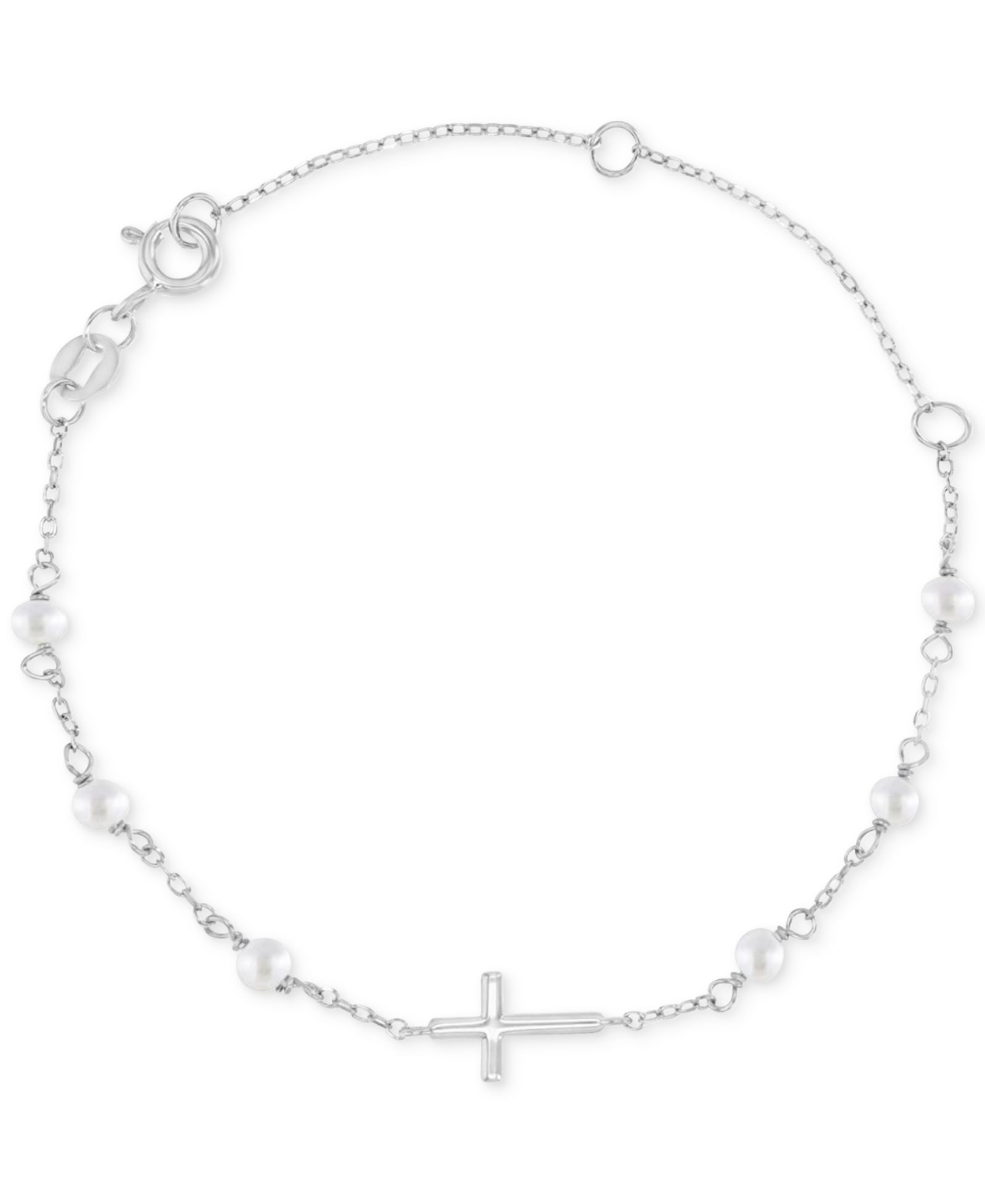 Детский браслет с имитацией жемчуга и цепью East West Cross