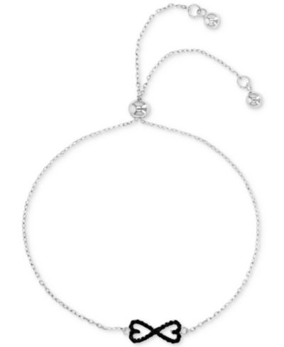 Браслет-чокер Macy's Black Spinel Bow Tie Bolo в Sterling Silver (1/5 ct. t.w.)