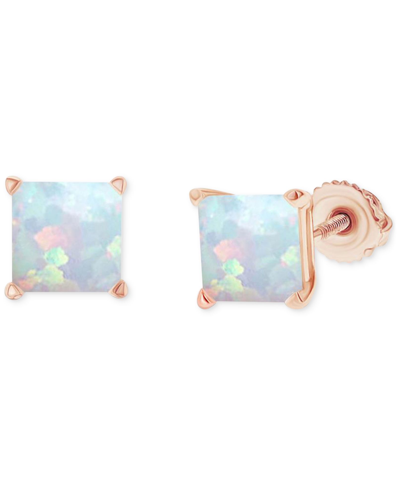 Серьги-гвоздики Lab-Grown Opal Square Screw Back