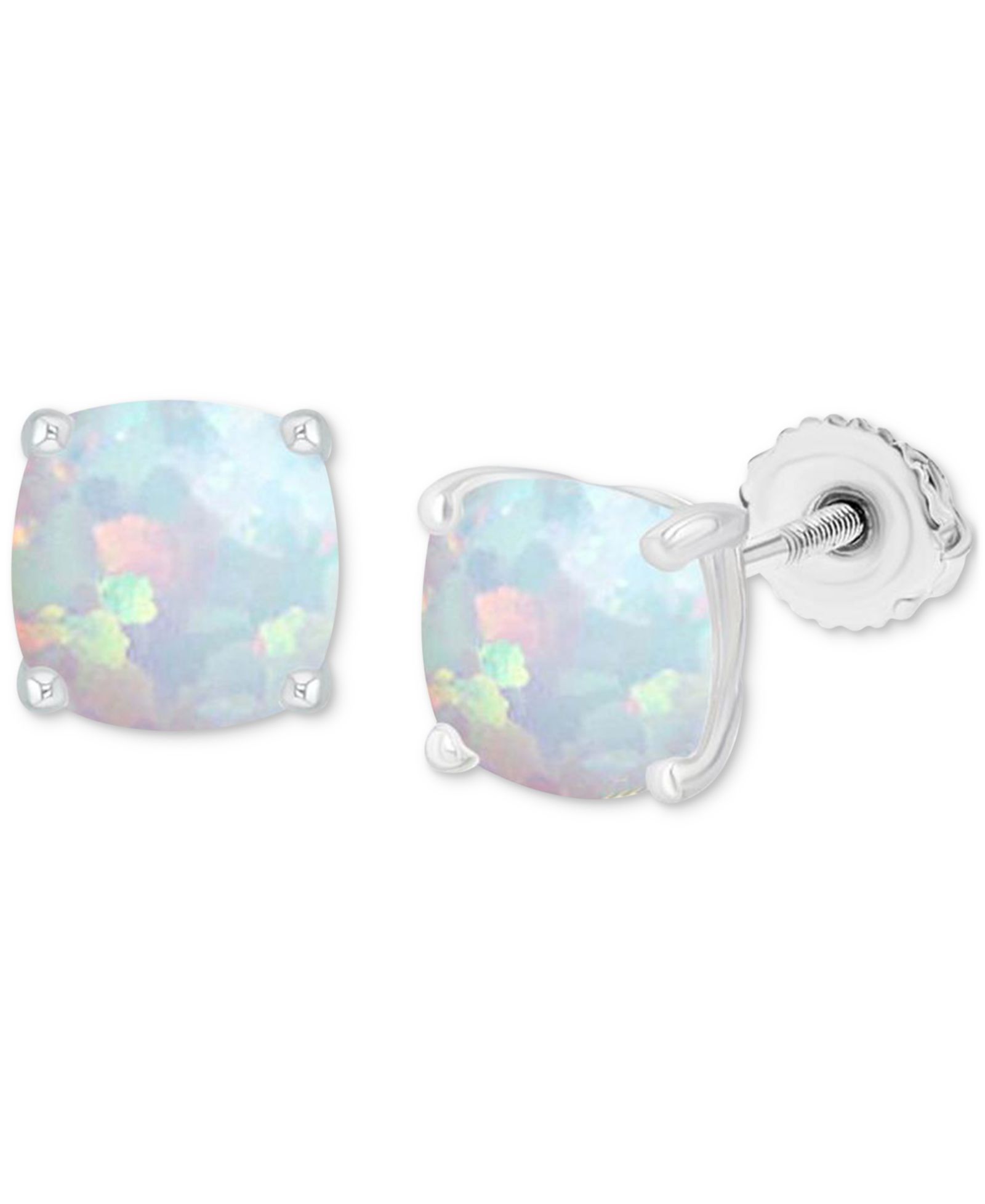Серьги-гвоздики с искусственным опалом (3/4 ct. t.w.) в стерлинговом серебре