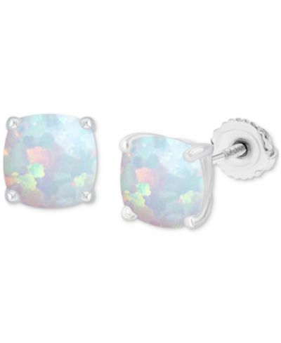 Серьги-гвоздики с искусственным опалом (3/4 ct. t.w.) в стерлинговом серебре