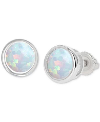 Серьги-гвоздики Lab-Grown Opal Bezel-Set Solitaire (1/3 ct. t.w.)