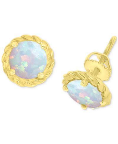 Серьги-гвоздики с искусственным опалом в форме капли (1/5 ct. t.w.)